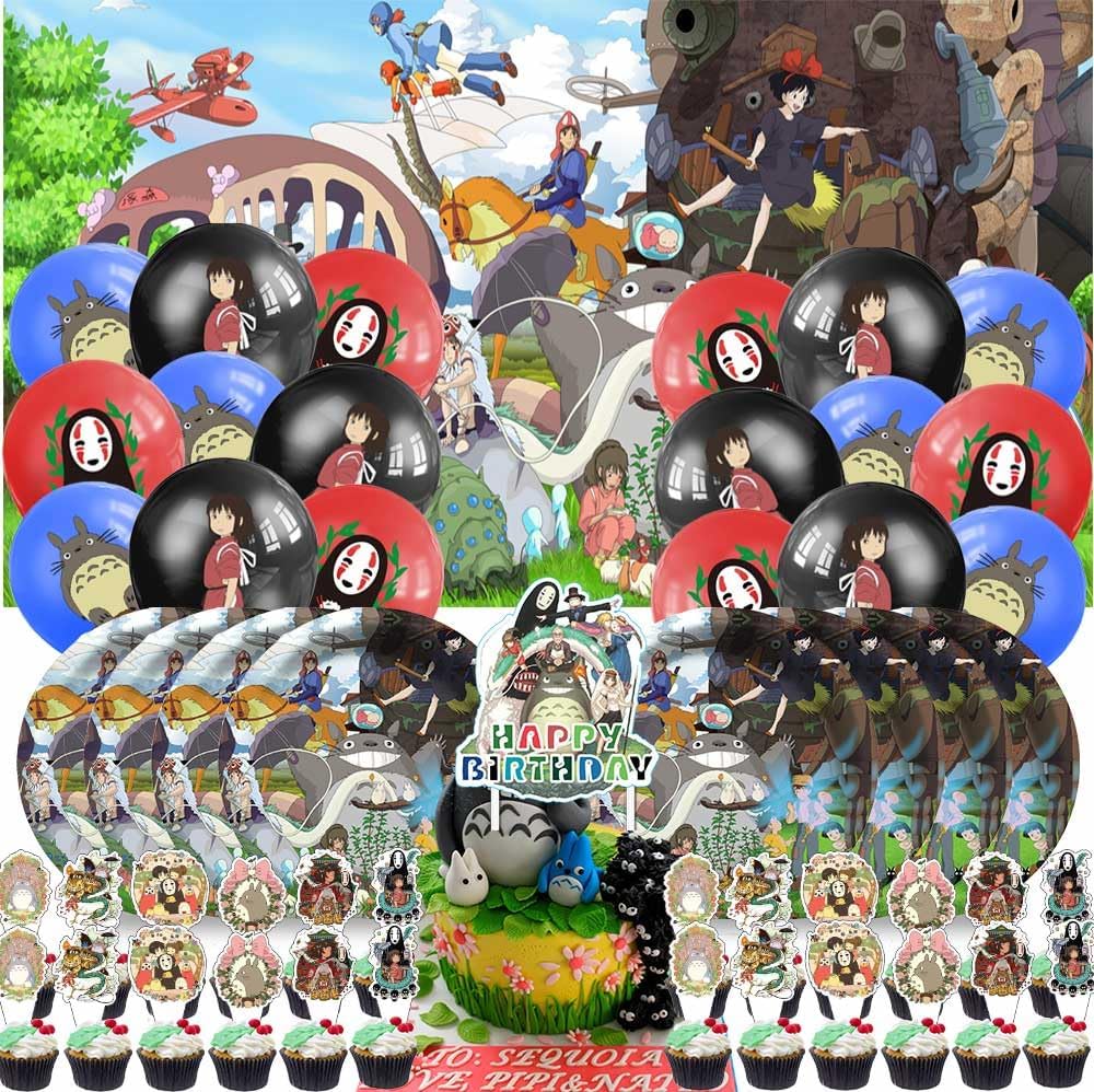 Studio Ghibli Party Supplies Plates Decorations Birthday Cake Topper Banner Decor Backdrop Balloons