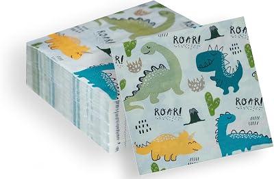 100 Pcs 2-Ply Paper Napkins Disposable, Dinosaur Decorative Napkins Soft and Smooth Napkins for Guest Everyday Use, Ideal for Western Dining, Weddings, Birthdays, and Party Supplies