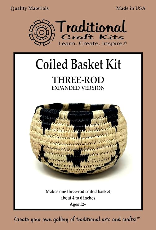 Coiled Basket Weaving Kit Expanded Version | Three-Rod Basketry Technique, Complete DIY Basket Making Supplies with Raffia, Fiber Rush, and Tools, Made in USA