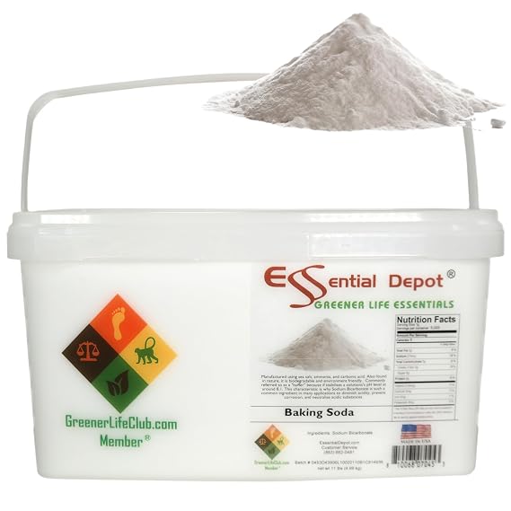 Baking Soda - Sodium Bicarbonate - 11 pounds - Food Grade - Safety Sealed (lock tab) Wide Mouthed PP Container with Resealable Cap and Reattachable Handle