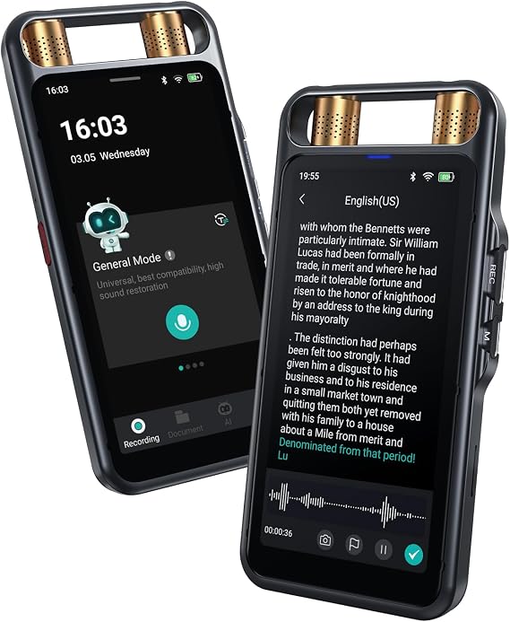 AI Voice Recorder with Playback, Digital Voice Recorder with Transcription to Text, Summary, Translation, Full Touchscreen Recorder Device for Meetings, Lectures, Interviews with 80GB Memory