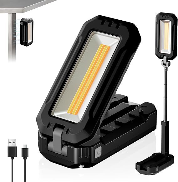 Rechargeable LED Work Light with Magnetic Base and Hanging Hook, 1200LM | Bright Work Lighting / Magnetic Base / Hanging Hook / Adjustable Output / Power-Bank Function / Foldable Body / IPX6 Rating