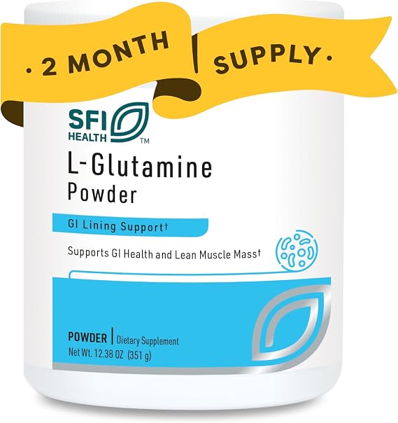 Klaire Labs SFI Health L Glutamine Powder, 60 Servings | Supports Muscle Recovery, Immune Support and GI Health, 5000mg Free-Form & Hypoallergenic Amino Acid, Non Dairy & Gluten Free