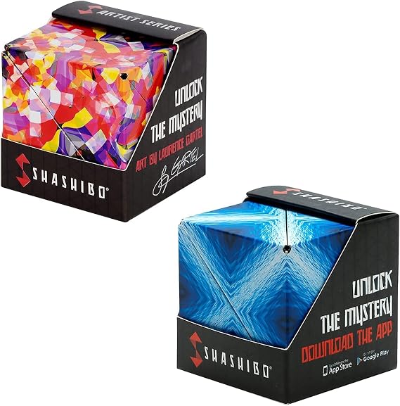 Shashibo DODECA Magnetic Puzzle Cube Bundle, Confetti and Blue Planet
