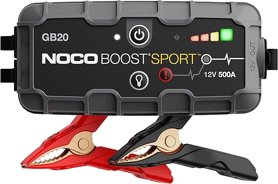 NOCO Boost GB20: 500A UltraSafe Jump Starter 12V Lithium Battery Booster Pack, Portable Jump Box, Power Bank & Jumper Cables - for 4.0L Gas Engines | Spark-Proof & Reverse Polarity Protection,For Car, Truck, Motorcycle, SUV, Boat, ATV, RV, up to 4.0L Gas