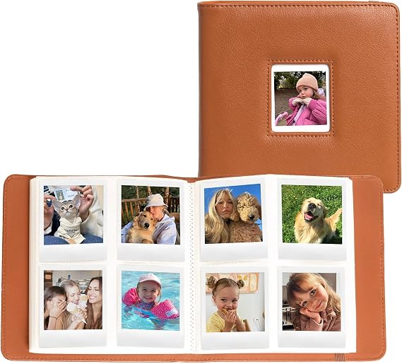 CAIYOULE 288 Pockets Photo Album Book for Polaroid Go | PU Photo Album for Polaroid Go series, Large Capacity Film Album for Kids Family Wedding Anniversary 2.6x2.1" Photo, Brown