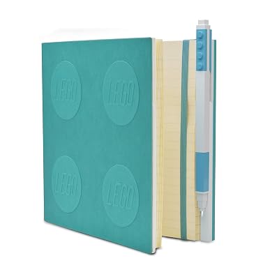 IQ LEGO Stationery Locking Notebook with Gel Pen - Azur 52444, Square, 6 inches x 6 inches, Lined Hardcover