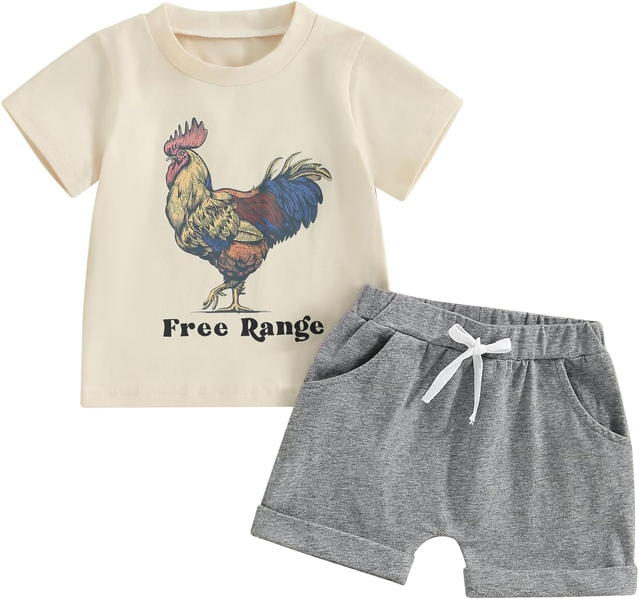 Toddler Baby Boy Summer Clothes Newborn Infant Boy Farmer Life Shorts Outfit AnimalFarmer Print Short Sleeve T-Shirt Set