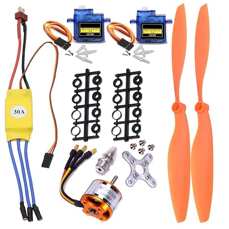 A2212 1400KV RC Brushless Motor 30A ESC Motor SG90 Micro Servo 8060 Propeller Set for RC Plane Quadcopter Fixed Wing Plane Helicopter Aircraft