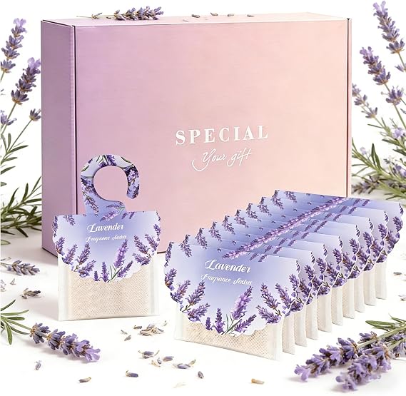 18 Pack Lavender Scented Sachets for Drawer and Closet, Car Air Fresheners