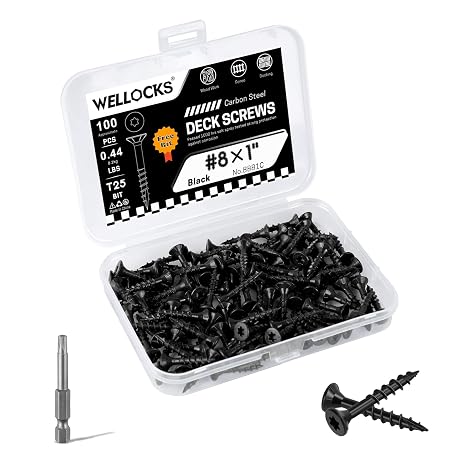 WELLOCKS #8 x 1 in Black Deck Screws, 0.44 lbs Trial Size