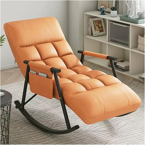 Rocking Chair Modern Rocker Armchair with 5 Reclining Positions and Side Pocket,Upholstered High Back Rocking Chair for Nursery,Living Room and Bedroom