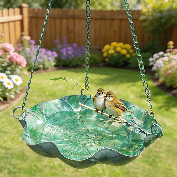 DIY Creative Hanging Bird Baths,Metal Bird Bath Hanging | Dragonfly-shaped cutout design;hanging bird feeder;Suitable for Garden and Yard Decoration