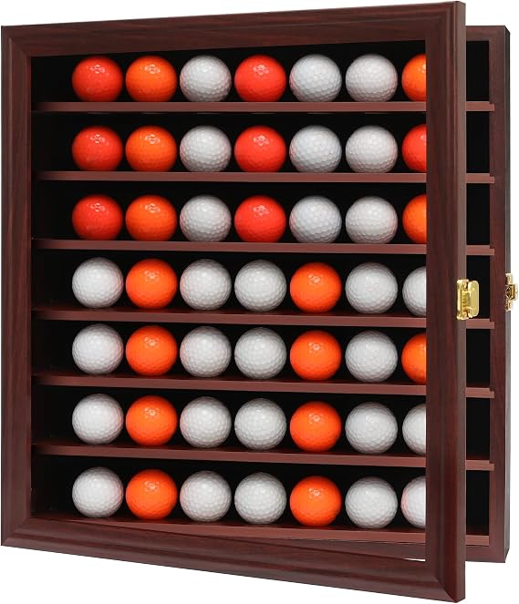 49 Golf Ball Display case wall Mount,Golf Ball Display Rackt Mahogany