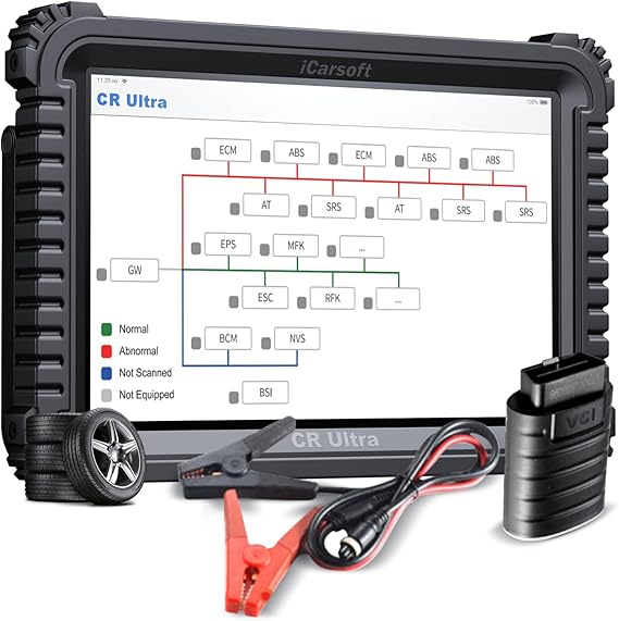 Bidirectional Scan Tool iCarsoft CR Ultra ECU Coding & TPMS Programming Tool/12V Battery Tester/Topology Map/All Systems OBD2 Scanner Diagnostic Tool 40 Resets DOIP Car Code Reader