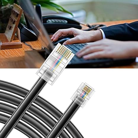 3Pack RJ45 to RJ11 Adapter Converter Cable 10ft RJ45 8P4C Male to RJ11 6P4C Male Black - 10Feet