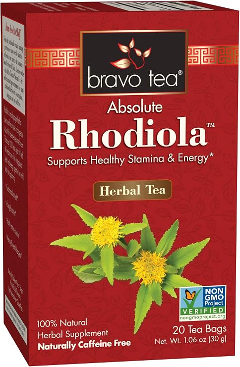 Bravo Tea Absolute Rhodiola Herbal Tea Caffeine Free, 20 Tea Bags, 6 Count