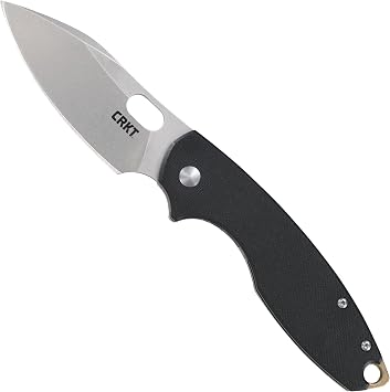 CRKT Pilar III EDC Folding Pocket KnifeD2 Blade Steel, Compact Everyday Carry, Satin Blade with Finger Choil, Thumb Slot Open, Frame Lock Stainless Handle, Reversible Pocket Clip 5317D2