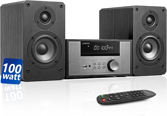 Home CD Stereo Shelf System,100W Hi-Fi Bookshelf Speskers System