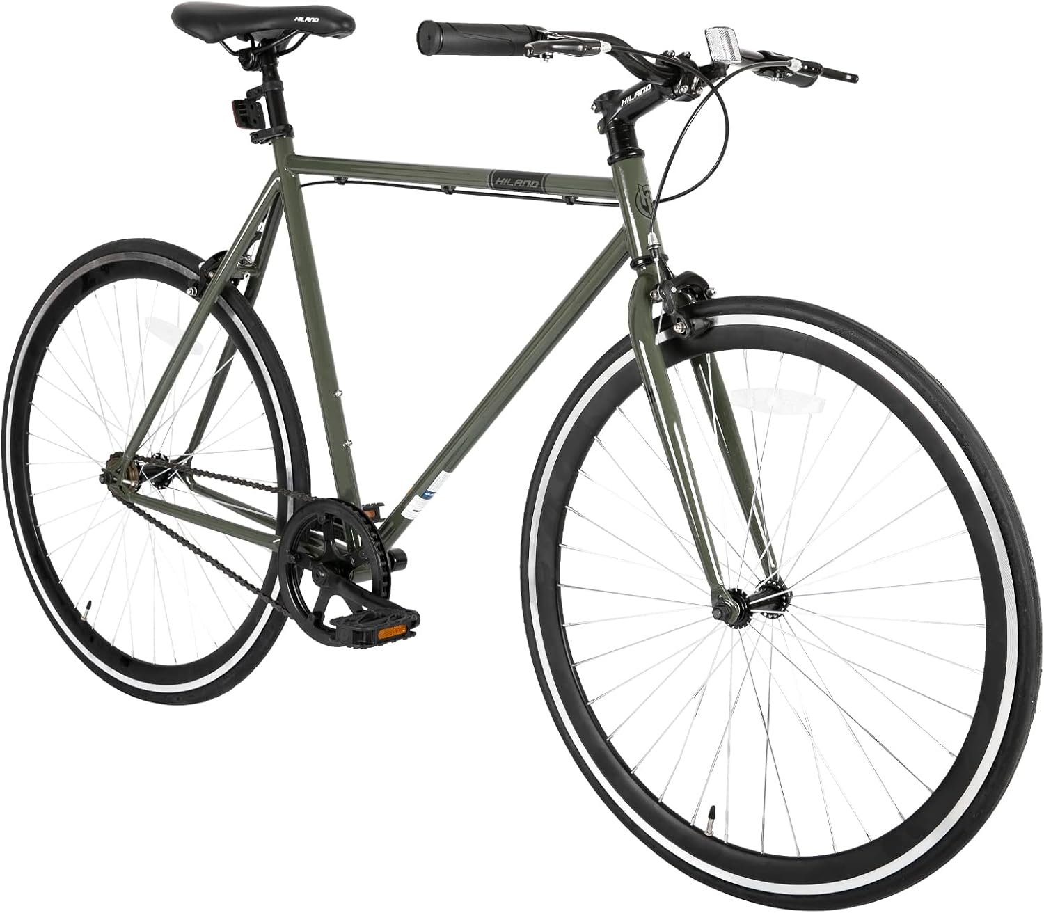 Hiland 700C Mens Road Race Bike, Single Speed Fixed Gear Womens Bicycle with Light Frame for Commuter, Adult Urban Hybrid Bike
