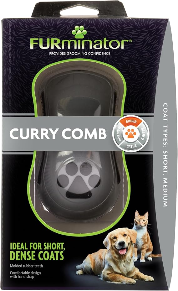 FURminator Curry Comb Grooming Brush for Short and Medium Coats