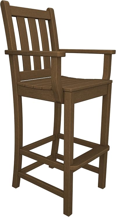POLYWOOD Traditional Garden Bar Chair, White