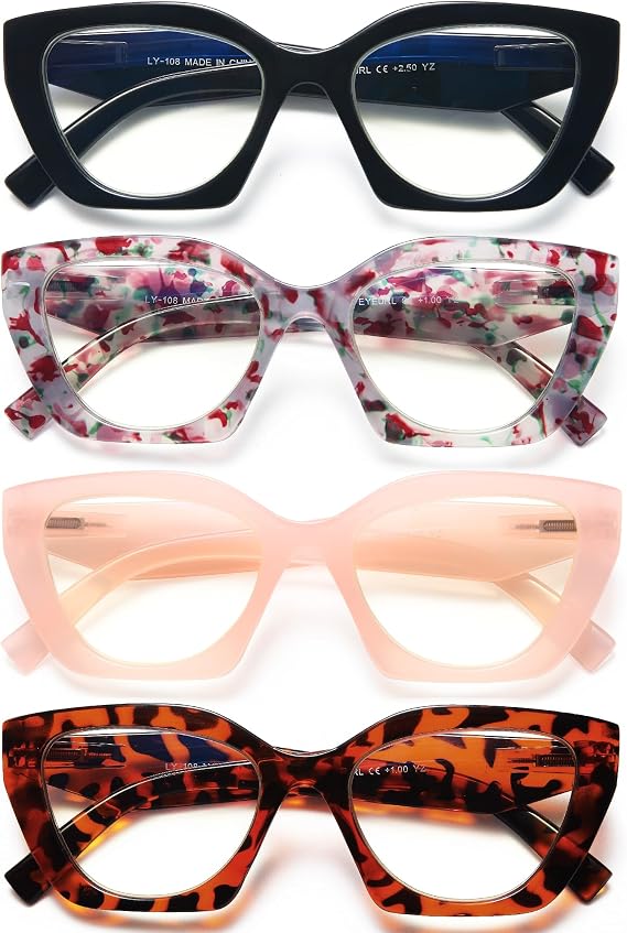 EYEURL Oversized Cat Eye Reading Glasses for Women Blue Light Readers