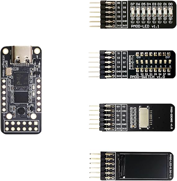 iCESugar-nano FPGA Development Board Open Source RISC-V iCE40LP1k Standard PMOD Connector (iCESugar-nano and 4 PMOD Pack)