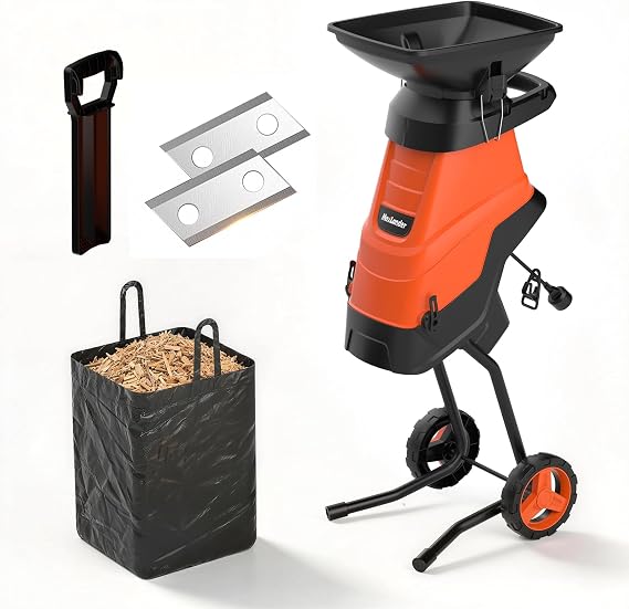 MAXLANDER Electric Wood Chipper Shredder, 15-Amp Corded Yard Mulcher