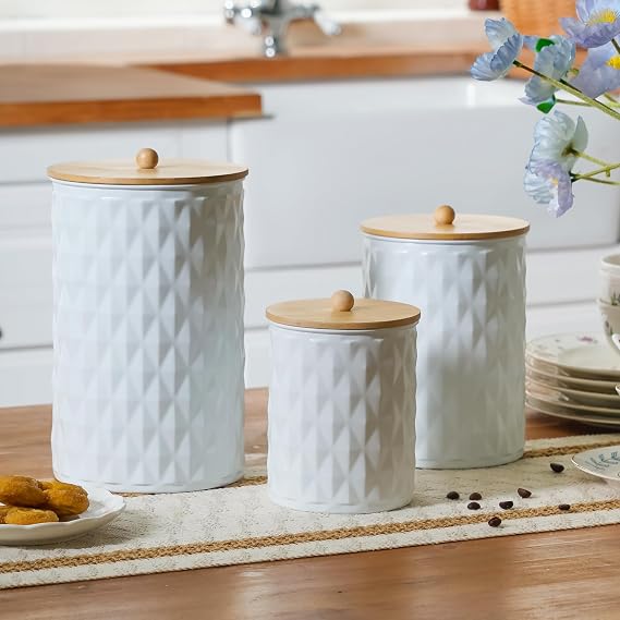Kitchen Canister Set of 3 Tea Coffee Sugar Containers