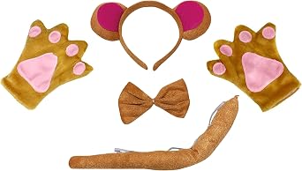 Petitebella Khaki Bear Headband Bowtie Tail Gloves Adult 4pc Costume