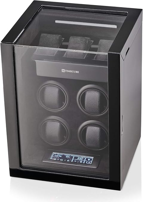 TIMECUBE Watch Winder for 4 Watches with 15 Winding Programs and 3 Watch Storage Slots