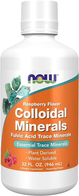NOW Foods Supplements, Colloidal Minerals Liquid, Plant Derived, Essential Trace Minerals, Raspberry, 32-Ounce