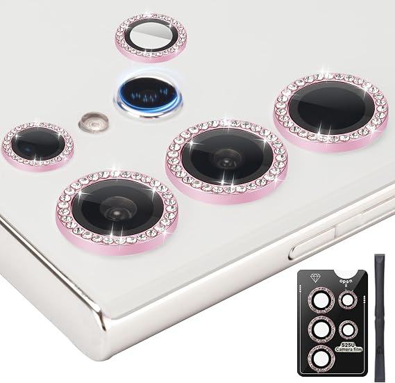 Camera Lens Protector for Samsung Galaxy S25 Ultra, Diamond Pink