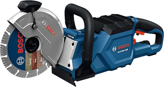 BOSCH GCS18V-230N 18V Brushless Cordless 9-Inch Cutoff Saw for Concrete & Metal Cutting | Lightweight Ergonomic Design, 6-Position Cutting Guard, Water Shut-Off Valve, Easy Wheel Change (Bare Tool)