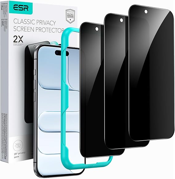 ESR 3 Pack for iPhone 14 Pro Privacy Screen Protector, Anti-spy Tempered-Glass Privacy Screen Protector, Micro-curved Edges, Case Friendly