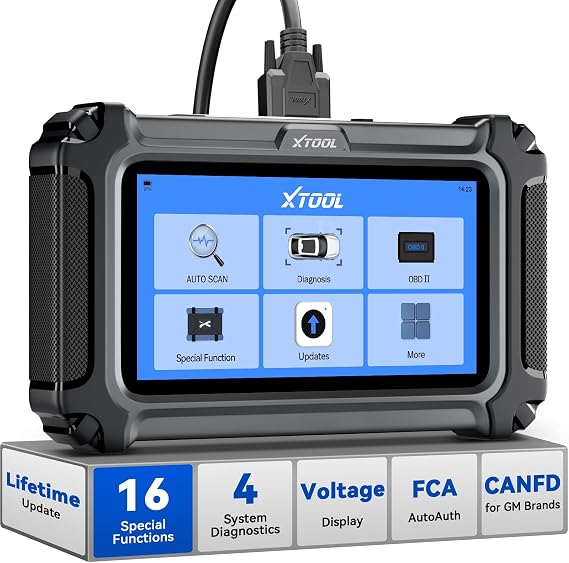 XTOOL D5S OBD2 Scanner, 16 Resets, Engine ABS SRS Transmission Scan Tool