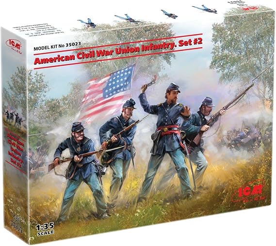 ICM 35023 Plastic Military Figure Models American Civil War Union Infantry. Set #2 - Scale 1:35