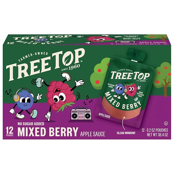 Tree Top Applesauce Pouches (3.2 Ounce (Pack of 12), Mixed Berry)