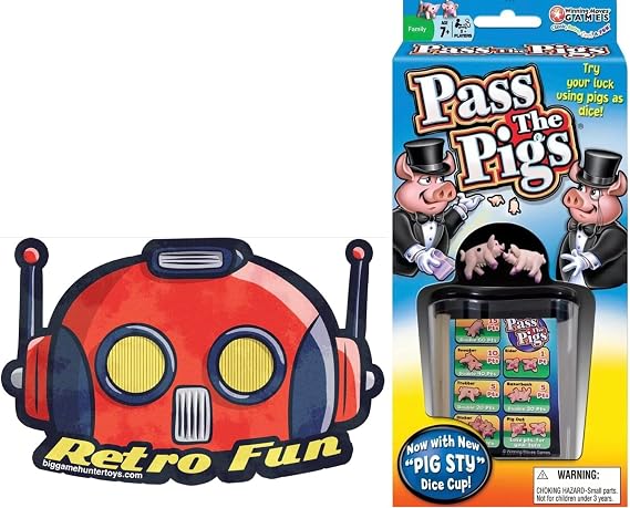 Big Game Toys~Classic Pass THE Pigs Party Game Pig Sty Dice Cup Cards case with Free BGT Sticker
