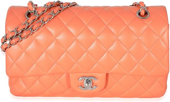 Pre-Loved Medium Classic Double Flap Bag Orange Medium