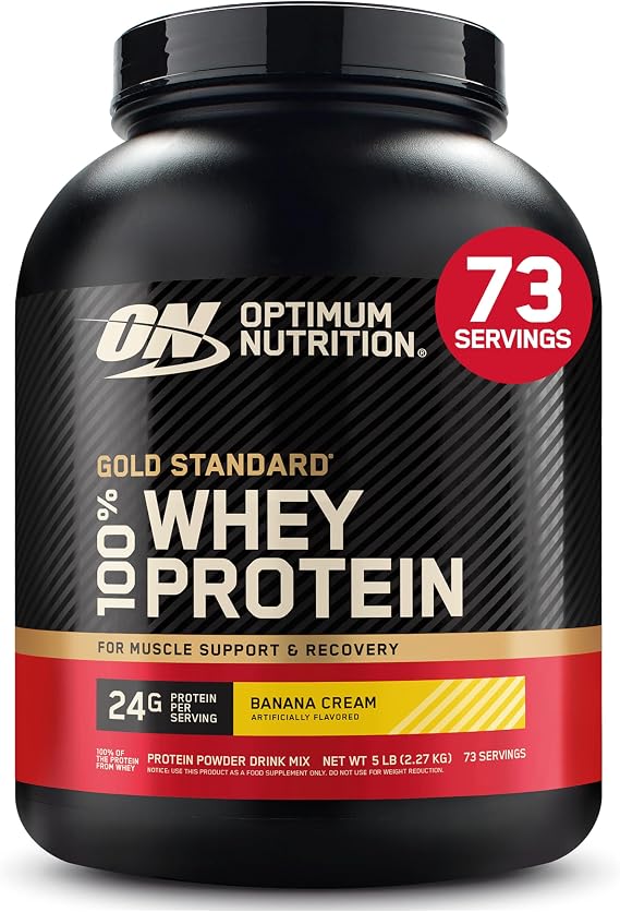 Optimum Nutrition Gold Standard Whey Protein Powder, Banana Cream, 5 LB