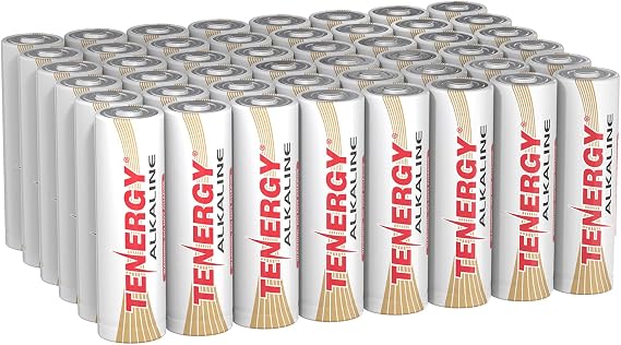 Tenergy 1.5V AA Alkaline Battery, High Performance AA Non-Rechargeable Batteries for Clocks, Remotes, Toys & Electronic Devices, Replacement AA Cell Batteries, 48 Pack