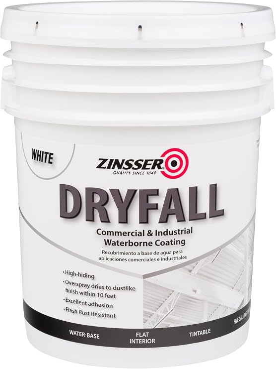 Zinsser 293234 Dryfall Commercial & Industrial Waterborne Coating, 5 Gallon, Flat White