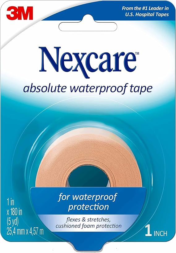 Nexcare Absolute Waterproof Tape, Flexible Foam Medical Tape, Secures Dressing and Keeps Wounds Dry - 1 In x 5 Yds, 1 Roll of Tape