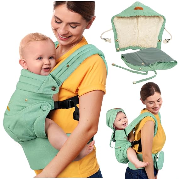 Ergonomic Baby Carrier (Breathable Cotton & Linen) Newborn, Infant, Toddler Harness, Forward and Back, Inward Facing Structured Support for Mom, Dad, Grandparents, Plus Size in Summer - 7 to 35 Lbs