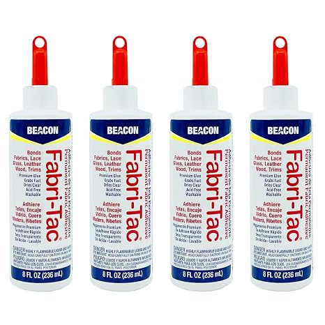 Adhesives FT8OZBOT12 Fabri-Tac Permanent Adhesive, 8-Ounce Clear (4 Pack)