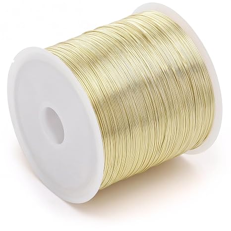 328Ft 0.4MM Jewelry Wire, 26 Gauge, 110 Yard Tarnish Resistant Beading Wire for Jewelry Making Supplies and Crafting, Copper Beading Wires for Bracelet Making and DIY Artwork (Light Gold)