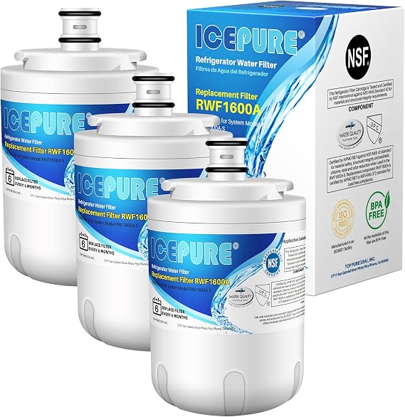 ICEPURE UKF7003 Refrigerator Water Filter Replacemnt for UKF7003AXX, UKF7001, Everydrop EDR7D1, FILTER 7, WF288, WSM-1,JCD2389GES, RWF1600A 3PACK