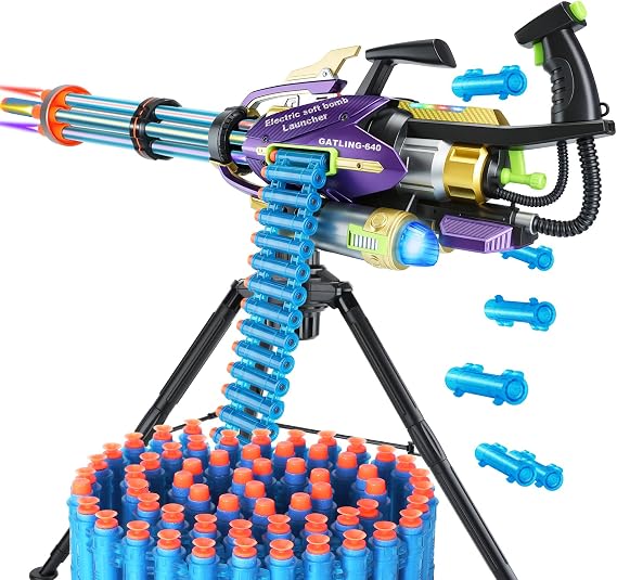 FEIDAMA Gatling Toy Gun for Kids, Soft Foam Bullets, 10-13m Range, 60 Darts, 360 Rotation, Blue